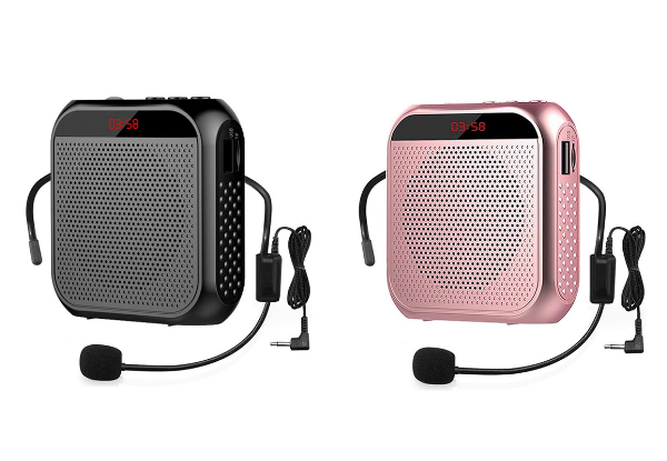 Rechargeable Voice Amplifier with Wired Microphone Headset - Available in Two Colours & Option for Two-Pack