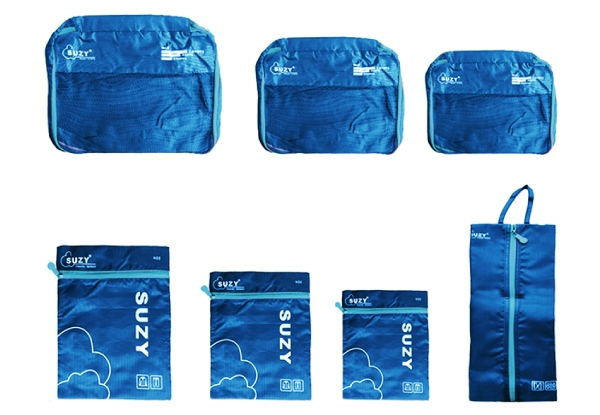 Seven-Piece Water-Resistant Travel Storage Bag - Available in Three Colours & Two Options