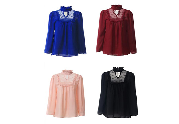 Lace Sheer Top - Four Colours & Four Sizes Available with Free Delivery