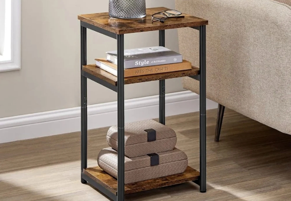 Three-Tier Side Table with Storage Shelf