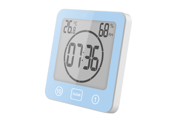 Digital Bathroom Shower Clock with Temperature & Humidity Gauge - Available in Three Colours & Option for Two-Pack