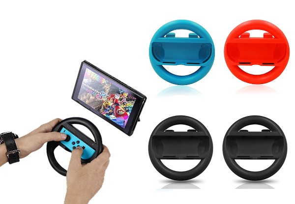 Two-Piece Steering Wheels Compatible with Nintendo Switch - Option for Two-Sets & Two Colours Available