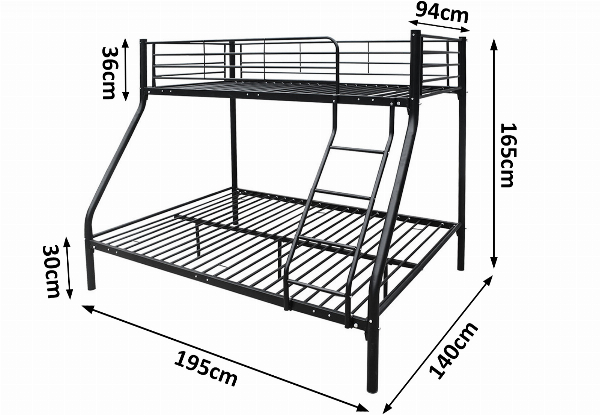 Triple Bunk Bed incl. Top Guardrail - Two Colours Available
