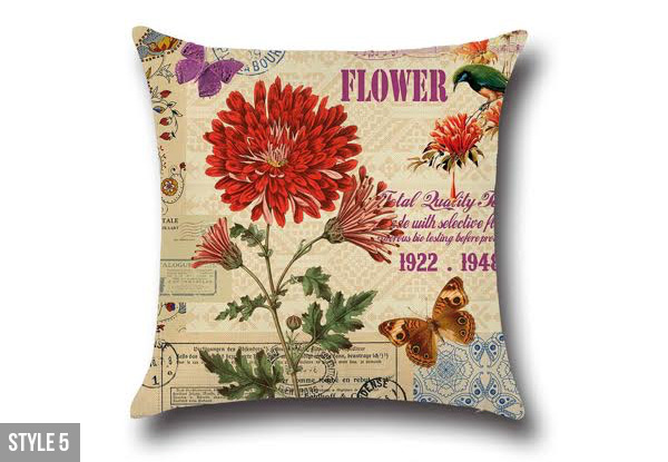 Flower Printed Linen Cushion Cover - Nine Styles Available