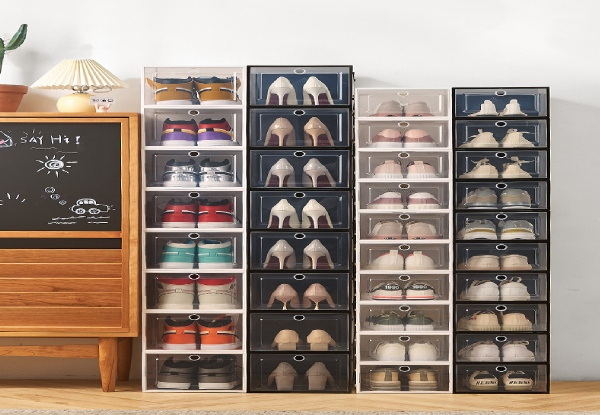 Three-Pack Stackable Shoe Storage Box - Two Colours Available