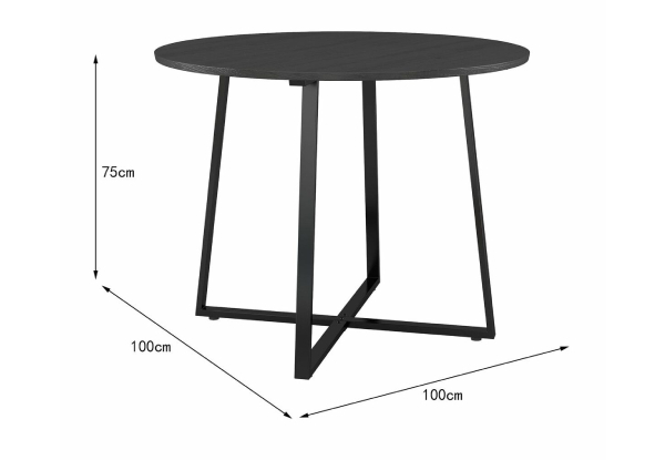 X-Shaped Steel Legs Round Dining Table - Two Colours Available