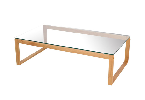 Paris Rectangular Glass Coffee Table with Solid Oak Legs