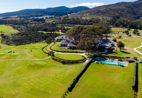 Stay & Play Getaway at Carrington Estate incl. Golf & Cart Hire, Three-Course Degustation Dining Experience, Parking & a Bottle of Karikari Estate Wine - Options for up to Three Nights in Lodge Room for Two People or Sea & Golf View Villa for Four People