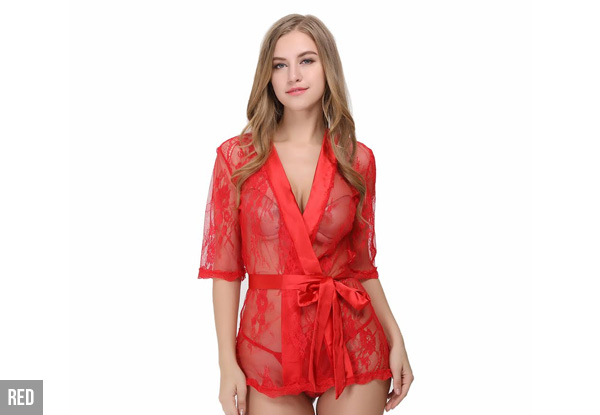 Satin & Lace Short Robe - Four Colours & Sizes Available