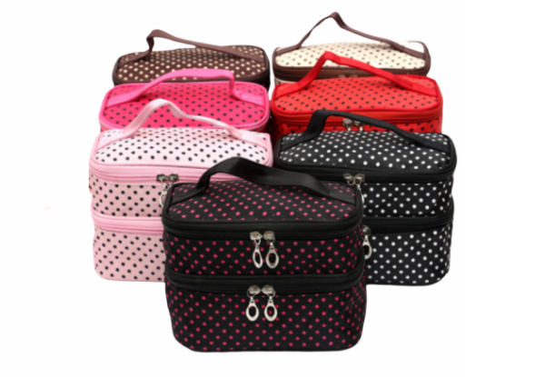 Double-Layer Cosmetic Bag - Seven Colours Available with Free Delivery