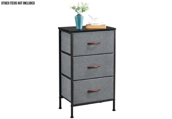 Three-Drawer Fabric Side Table - Two Colours Available