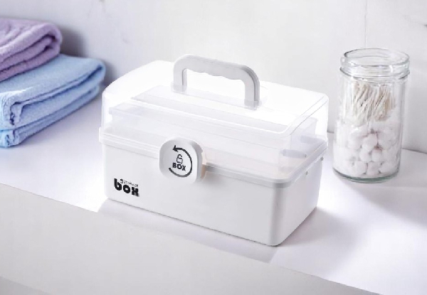Large Capacity Portable First Aid Storage Box with Carry Handle