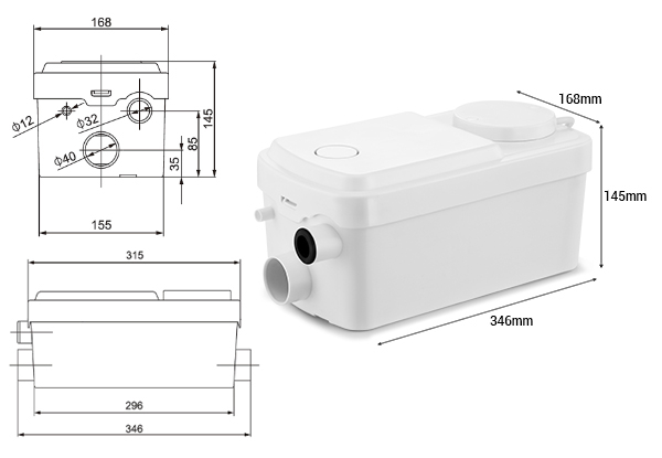 Maxkon 300W Automatic Macerator Sewage Pump