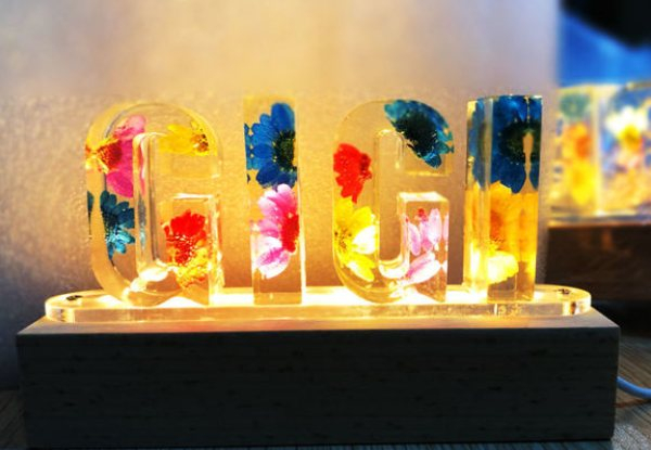 Personalised Epoxy Dried Flower Name Night Light