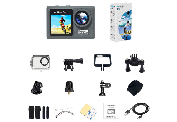 Water-Resistant 1080P WiFi Action Camera Incl. 32GB Card