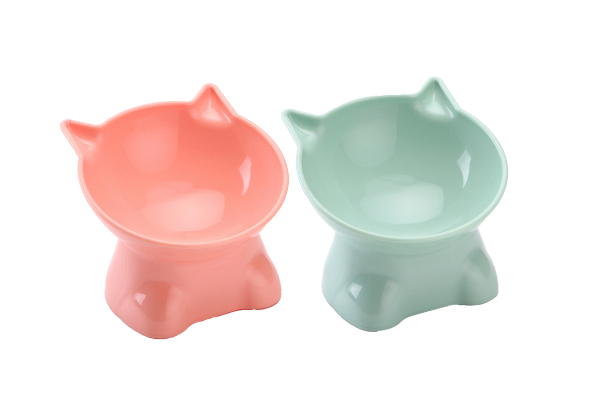 Two-Piece Elevated Cat Pet Feeder - Available in Three Colours