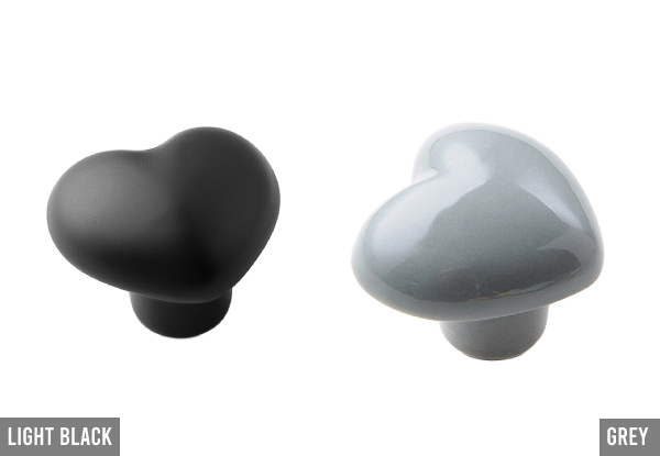 Two-Piece Heart Ceramic Cabinet Knob with  Screw - Available in 13 Colours
