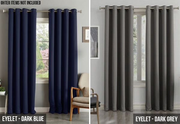 Blackout Eyelet or Pinch Pleat Ready Made Curtains - Three Sizes & Six Colours Available