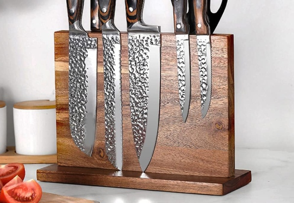 Double-Sided Wooden Magnetic Knife Block Holder