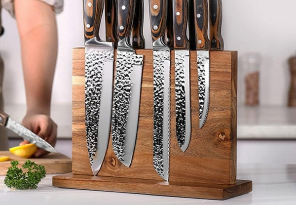 Double-Sided Wooden Magnetic Knife Block Holder