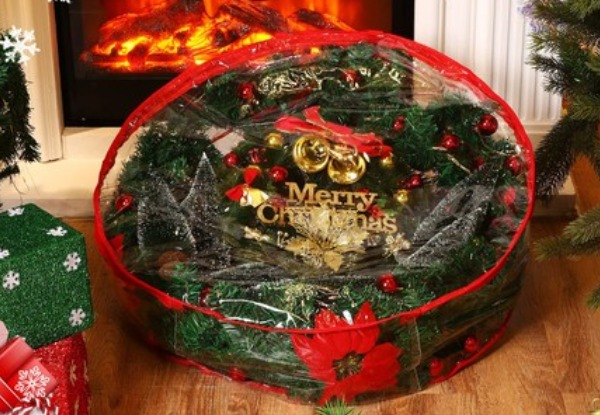 61cm Clear Christmas Wreath Storage Bag with Zippers - Three Colours Available