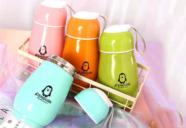 Stainless Steel Penguin Thermos Mug - Four Colours Available