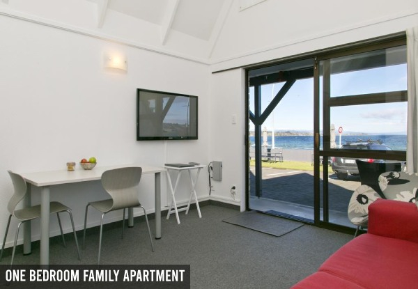 Two-Night Taupo Lakefront Getaway for Two in a Deluxe One-Bed Apartment incl. Late Checkout, Hot Tub Access, Free Parking & WiFi - Options for Superior Apartment, or Two or Three Bed Apartment for up to Seven People