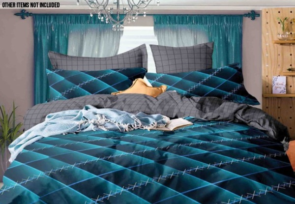 Three-Piece Reversible Blue Duvet Cover Set - Three Sizes Available