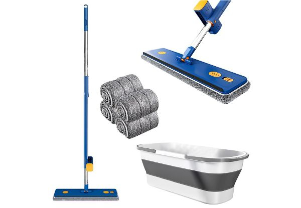 Self-Wringing Microfibre Flat Cleaning Mop incl. Two or Four Microfibre Pads - Two Options Available