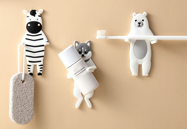 Four-Piece Adhesive Animal Wall Hooks - Option for Two-Pack