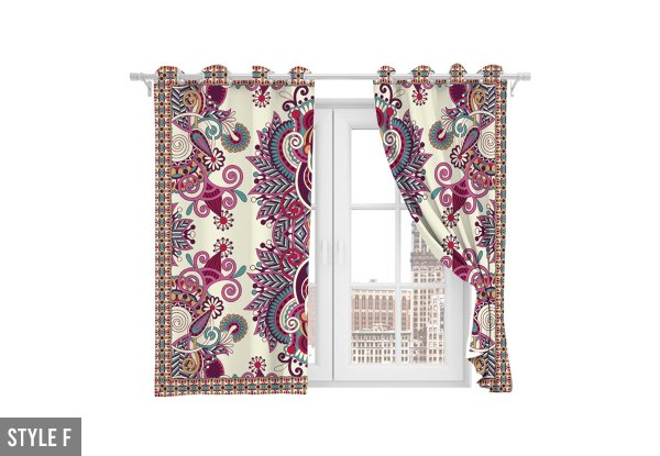 One-Pair Floral Printed Blackout Thermal Insulated Curtains - Seven Styles & Two Sizes Available