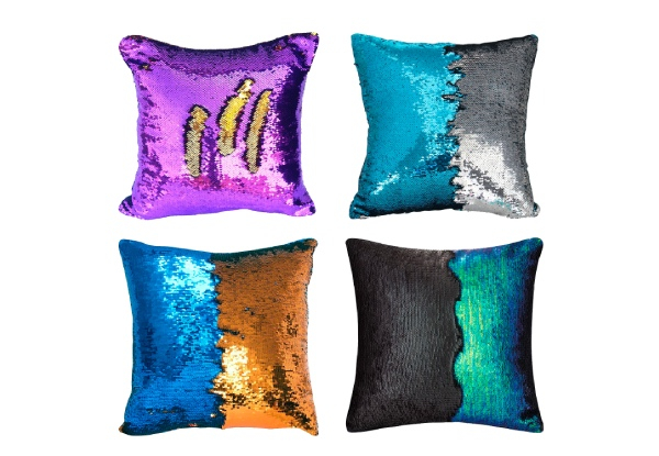 Four-Pack Dual Colour Mermaid Cushion Cover with Reversible Sequins