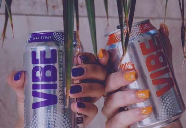 24-Pack Vibe Flavoured Sparkling Water Drinks 330ml - Six Flavours Available