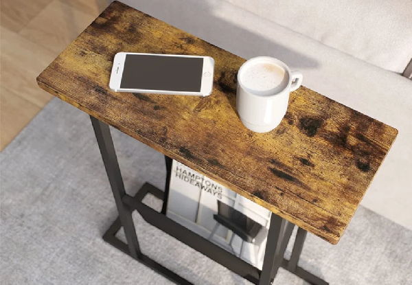 Narrow Side Table with Magazine Holder