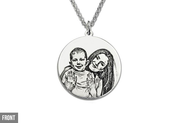Personalised Photo Engraved Necklace In 925 Sterling Silver - Additional Delivery Charges Apply