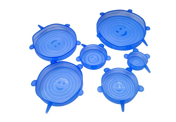 Six-Piece Reusable Silicone Lid Cover Pack - Four Colours Available & Option for Two-Pack