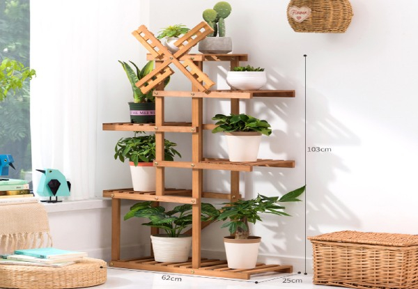 Bamboo Windmill Plant Stand