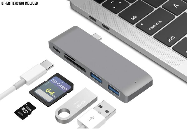 5-in-1 USB Hub Type-C Adapter - Two Colours Available