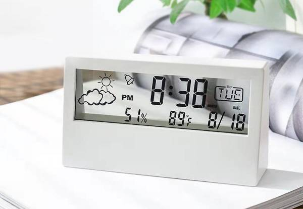 Three-in-One Thermometer Hygrometer Alarm Clock