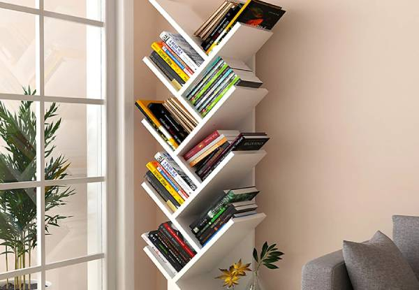 Nine-Tier Tree Bookshelf with Drawer - Two Colours Available
