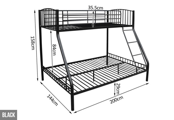 Metal Triple Bunk Bed - Two Colours Available