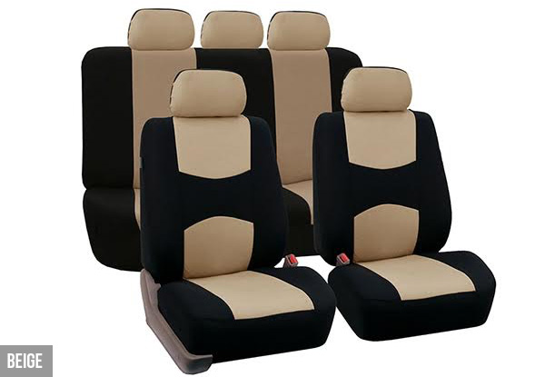 Nine-Piece Universal Car Seat Cover Set - Four Colours Available