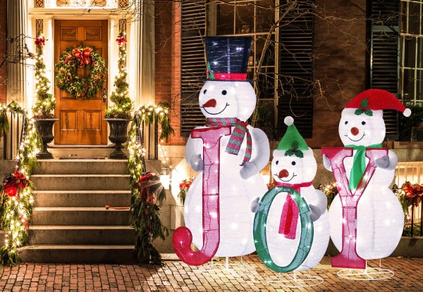 Three-Piece 3D Christmas Snowman LED Lights