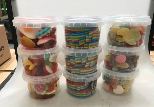 Nine-Pack of Gummy Lolly Tubs - Three Flavours Available, Option for Mixed and Bulk Packs