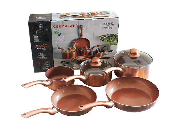Cermalon Five-Piece Copper Pan Set