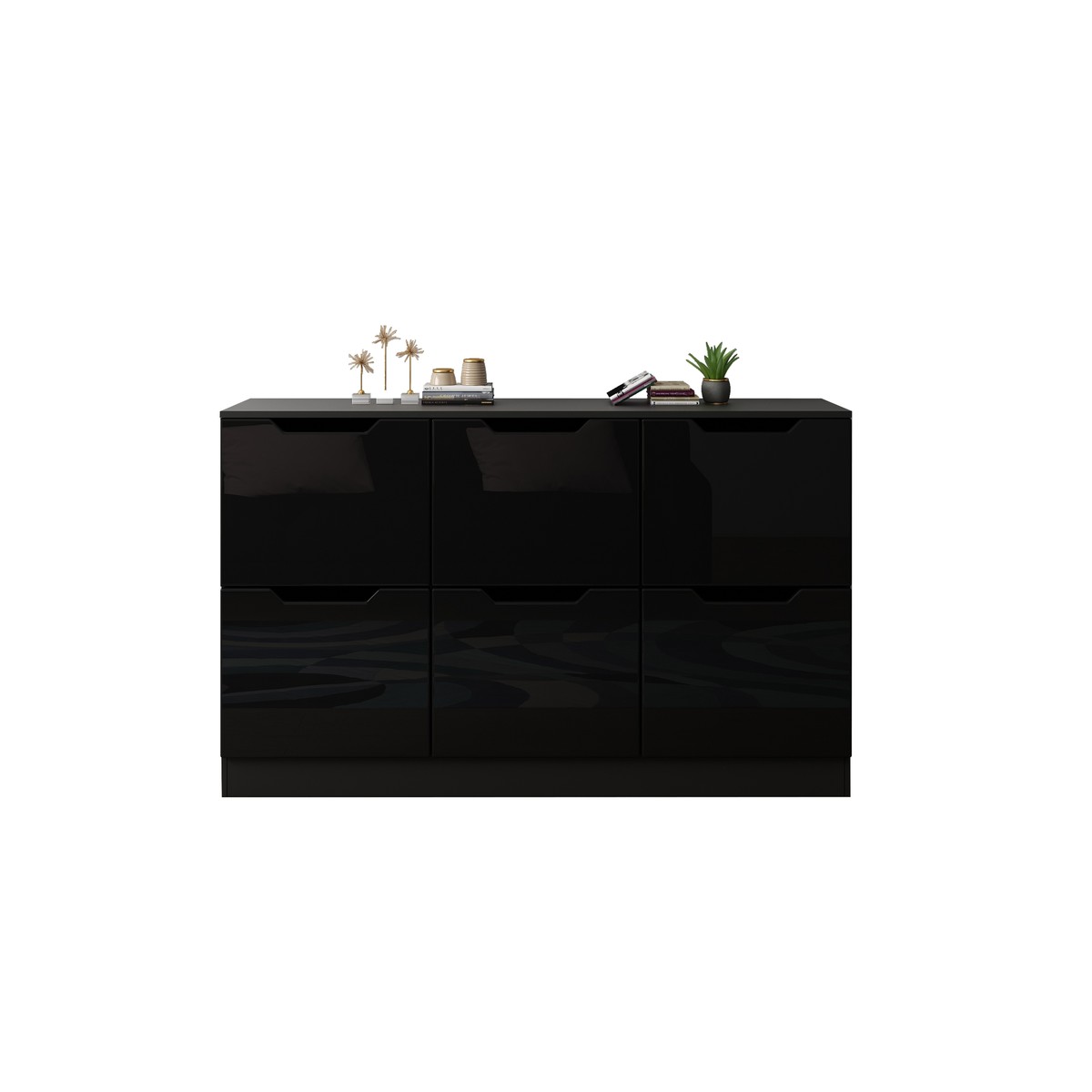 Six-Drawer Modern High-Gloss Wooden Chest Cabinet