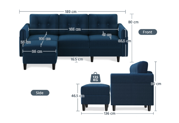 Velvet Upholstered Corner Sofa