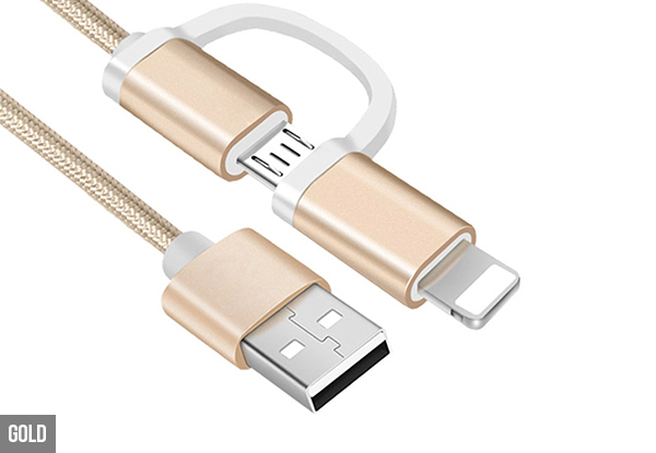 Two-in-One USB Charging Cable for iOS & Android with Options for Two - Three Colours Available