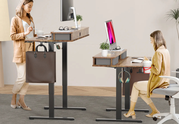 Two-Tier LED RGB Electric Standing Desk - Two Colours Available