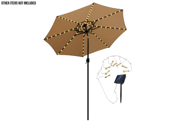 104-LED Solar-Powered String Lights Outdoor Umbrella